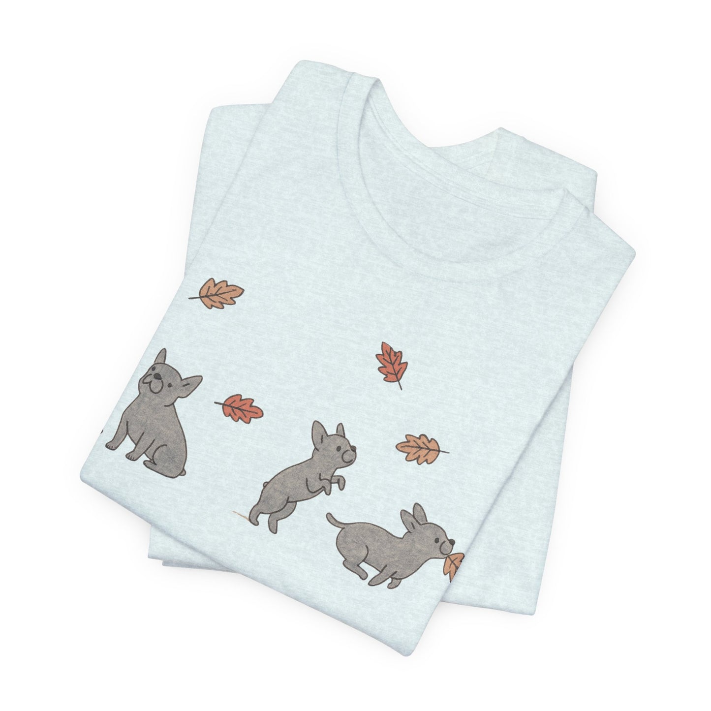 Black Frenchie Chasing Leaves TShirt