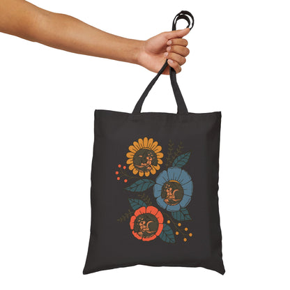 Black and Tan Cavalier Sleeping Flowers Tote Bag