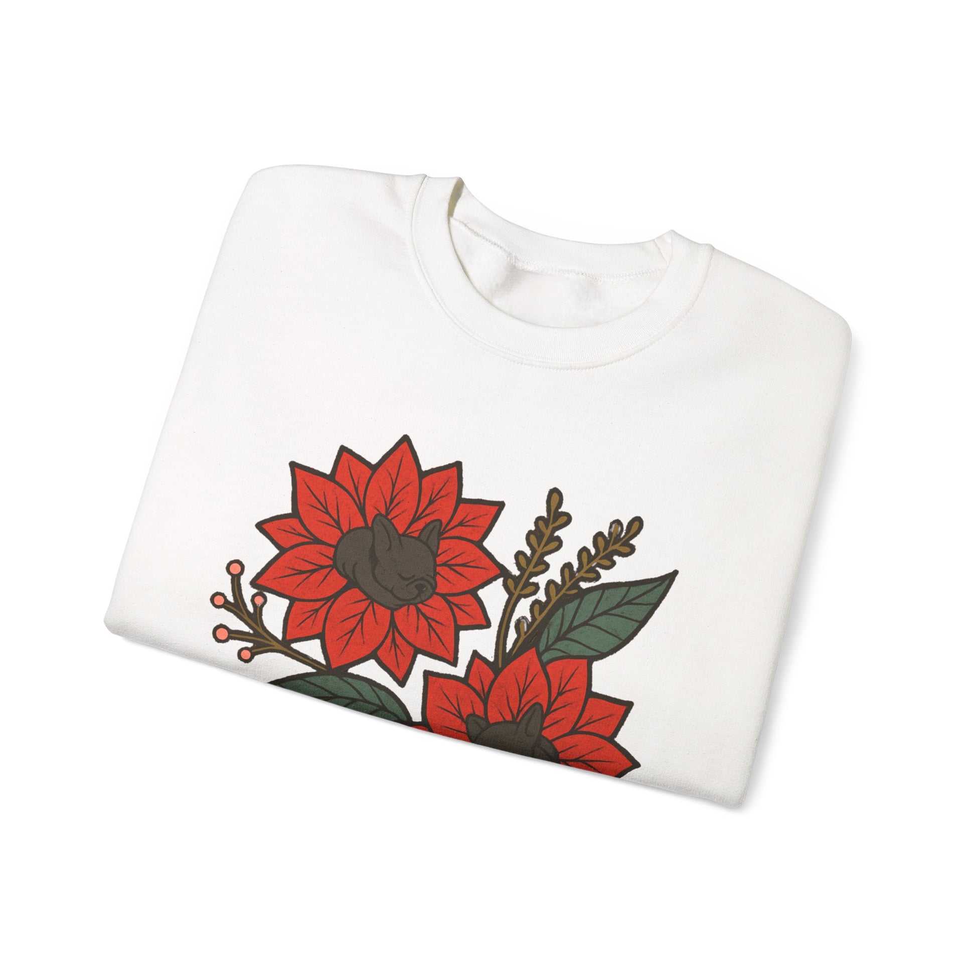 Black Frenchie Christmas Flower Sweatshirt