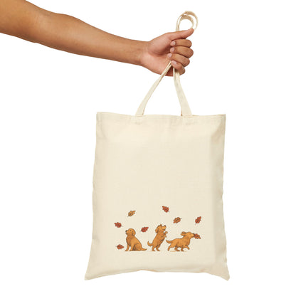 Golden Retriever Chasing Leaves Tote Bag