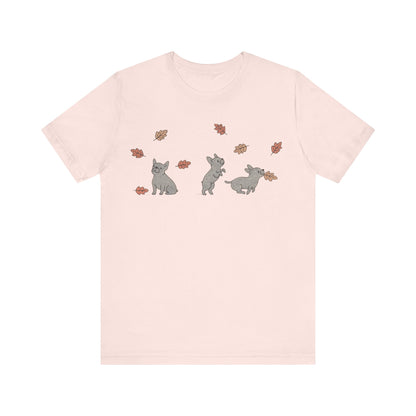 Black Frenchie Chasing Leaves TShirt