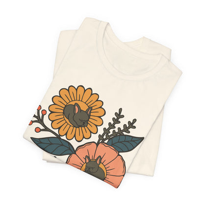 Black Frenchie Sleeping Flowers TShirt