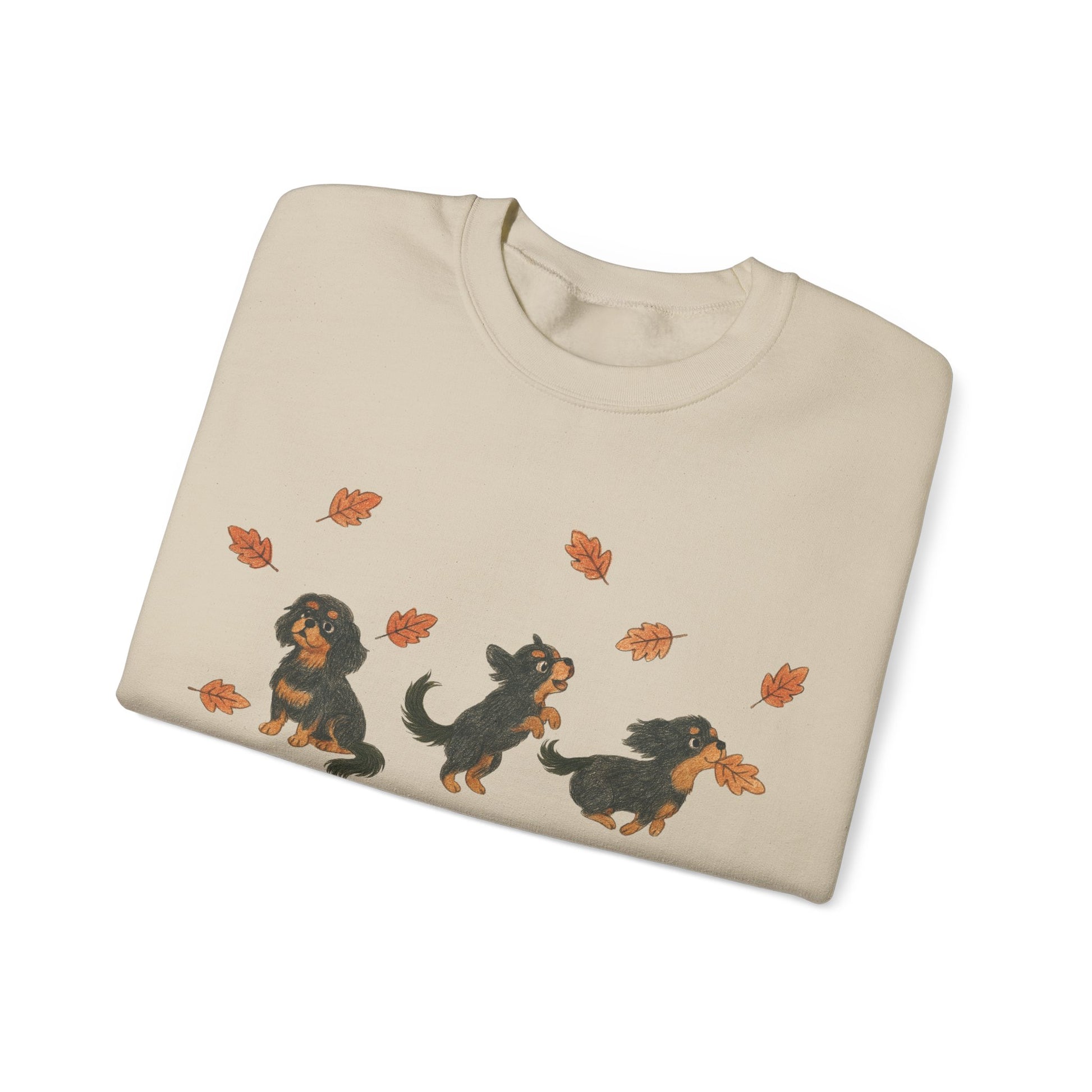 Black Tan Cavalier Chasing Leaves Sweatshirt