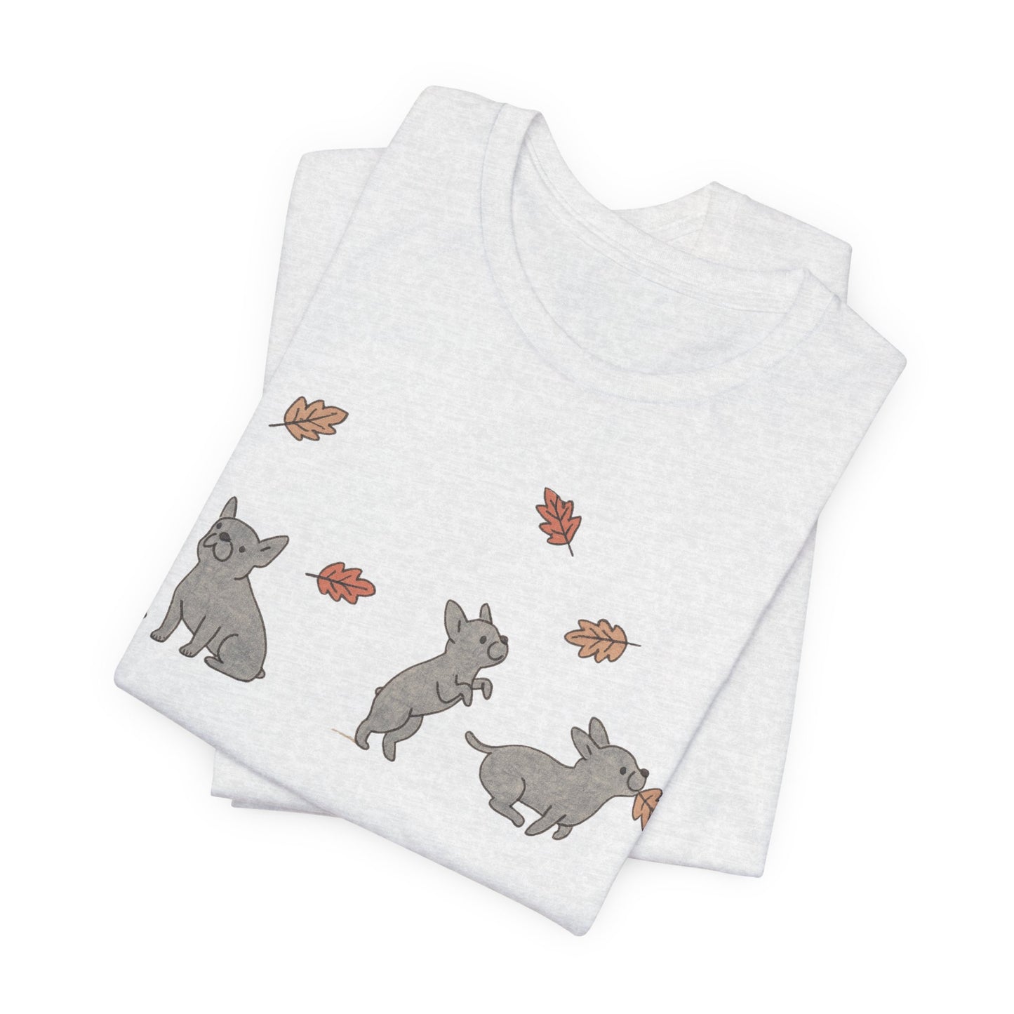 Black Frenchie Chasing Leaves TShirt