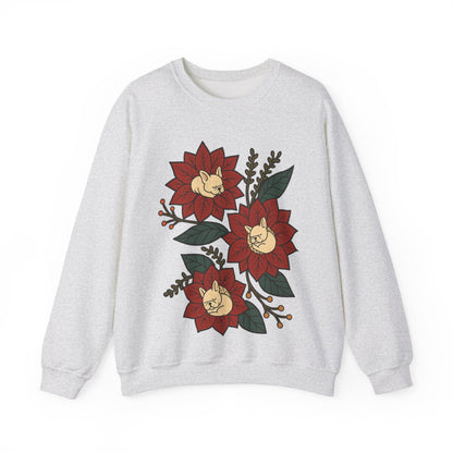 White Frenchie Christmas Flower Sweatshirt
