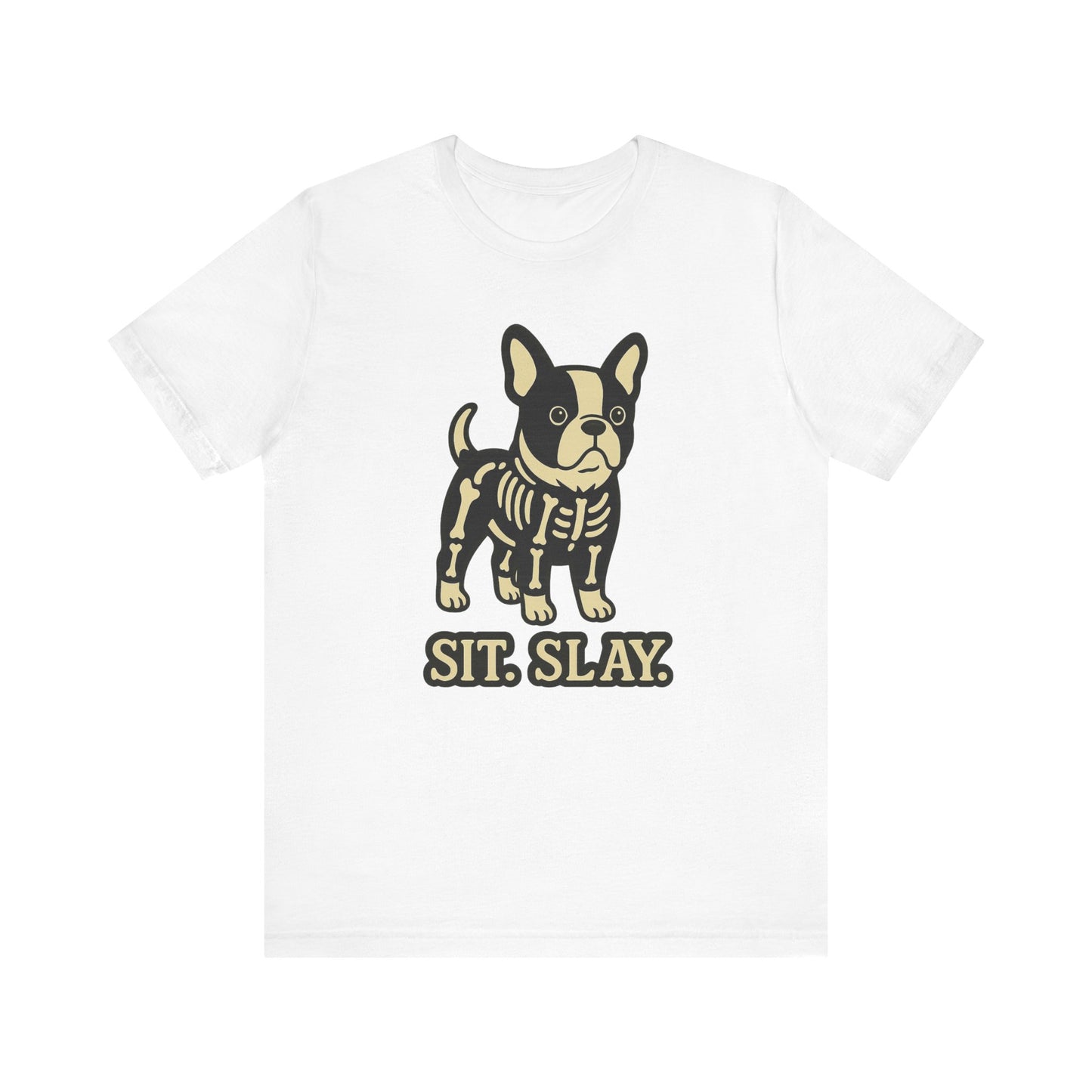 Piebald French Bulldog Stay. Slay. Halloween TShirt