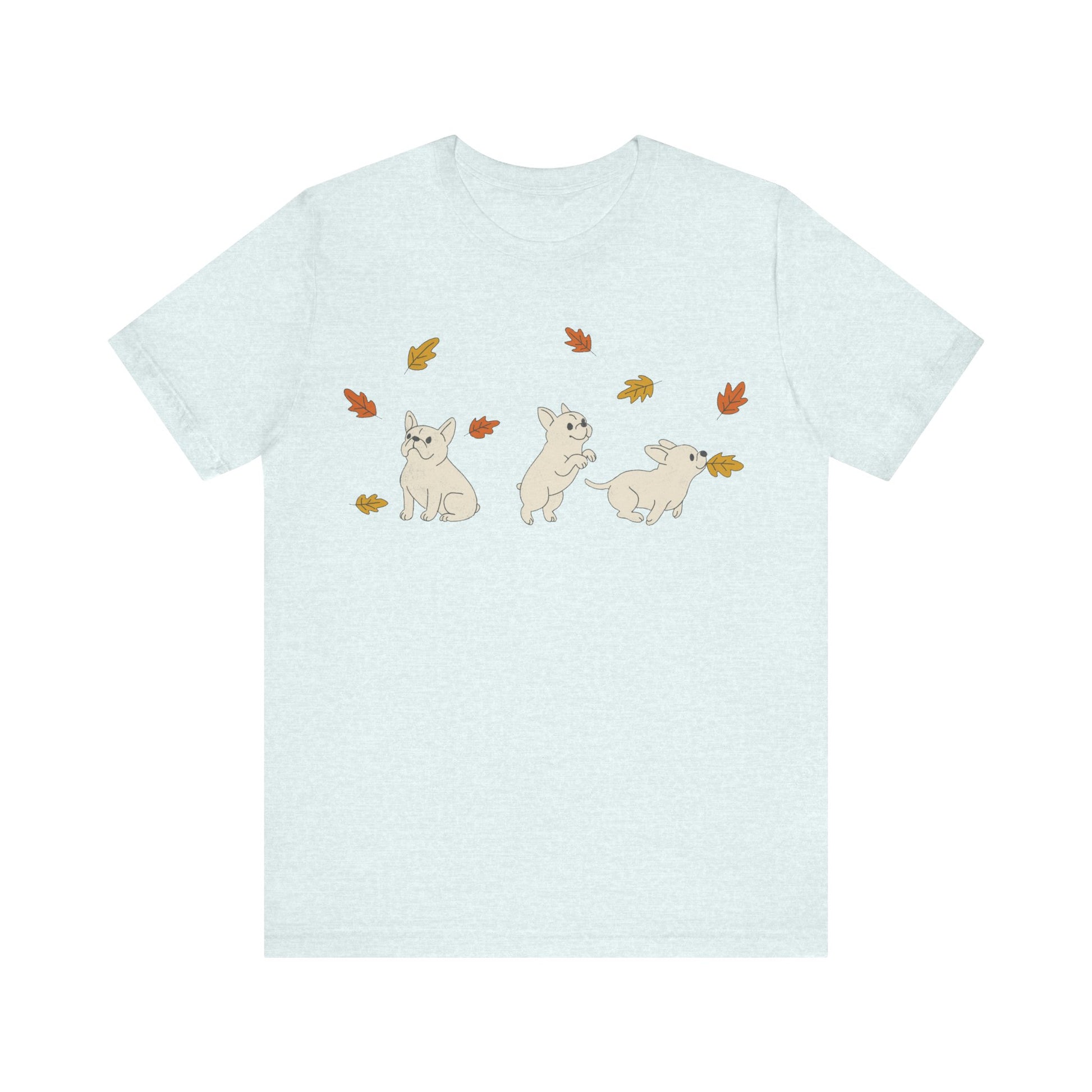 White Frenchie Chasing Leaves TShirt