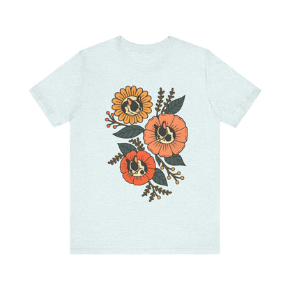 Piebald Frenchie Sleeping Flowers TShirt