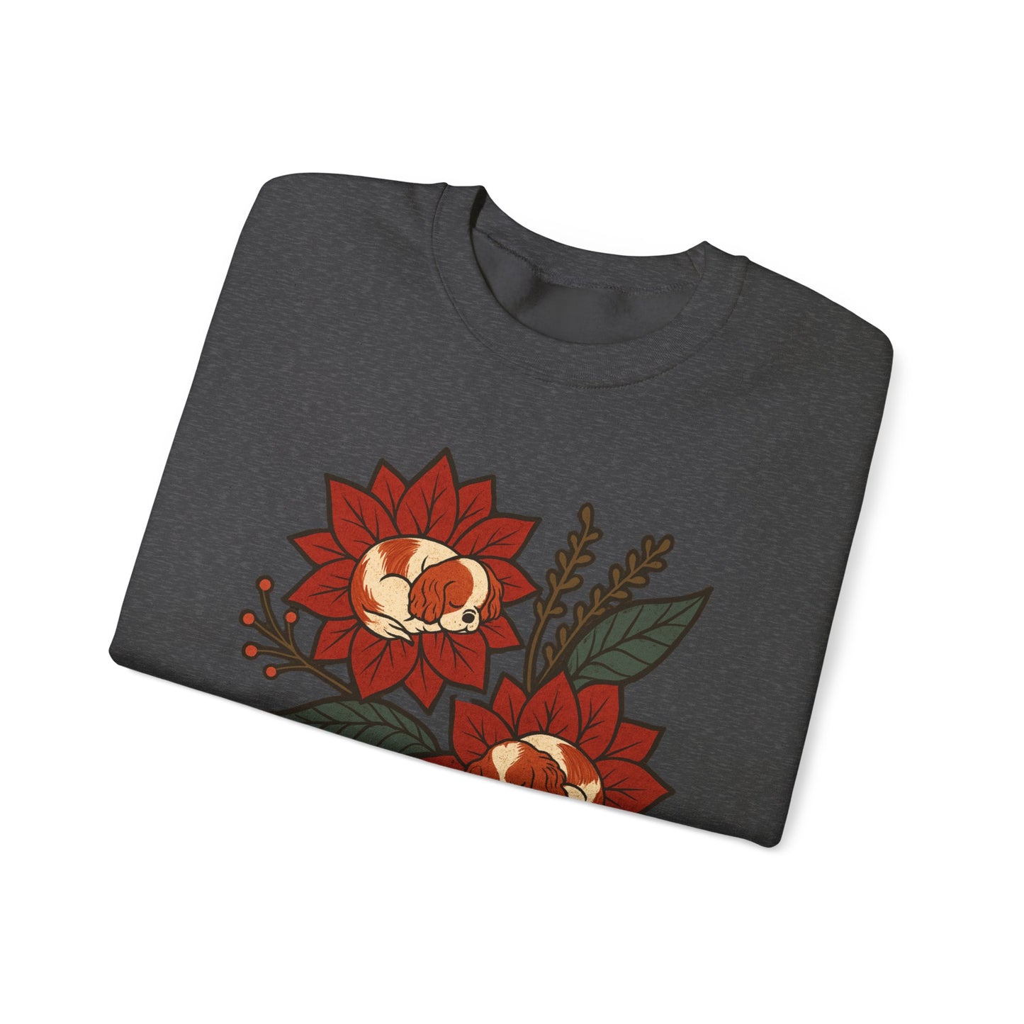Blenheim Cavalier Christmas Flower Sweatshirt