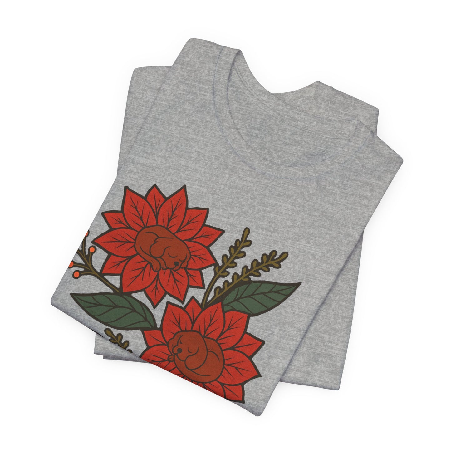Ruby Cavalier Holiday Flowers Sleeping TShirt