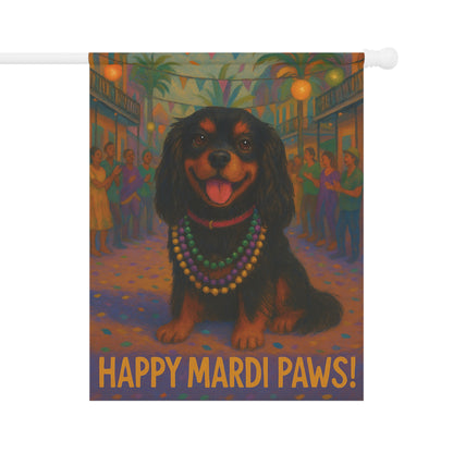 Black and Tan Cavalier Mardi Paws Garden Flag
