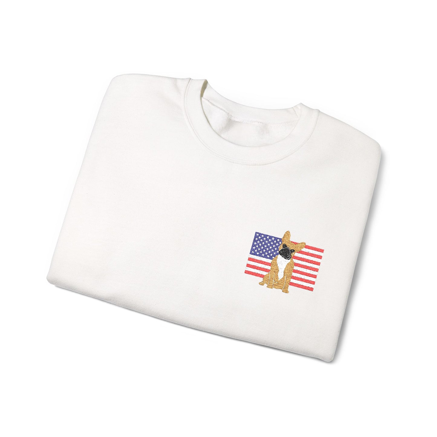 Embroidered Flag Fawn Frenchie Sweatshirt