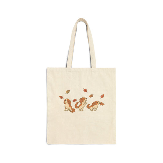 Blenheim Cavalier Chasing Leaves Tote Bag