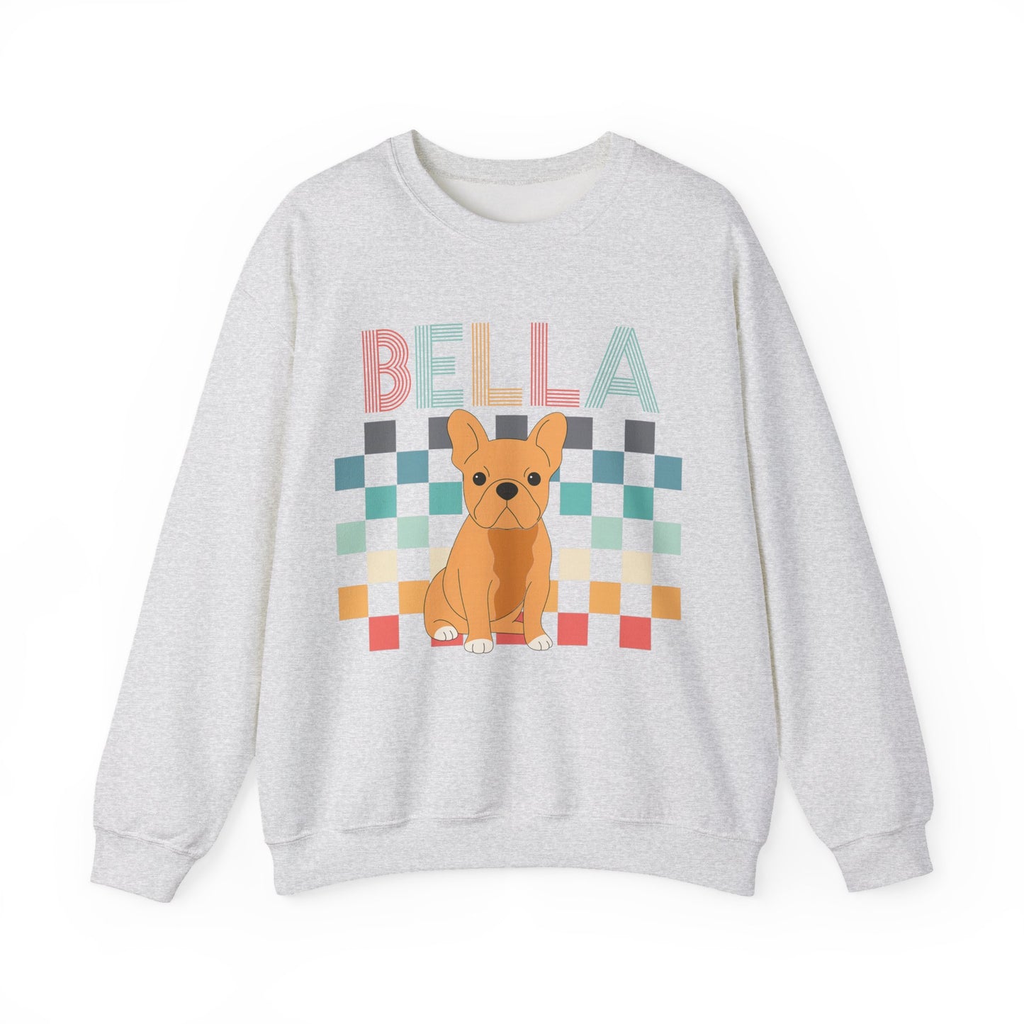 Fawn French Bulldog Retro Checkered Sweatshirt