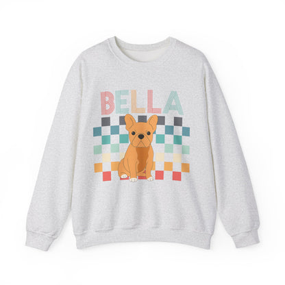 Fawn French Bulldog Retro Checkered Sweatshirt