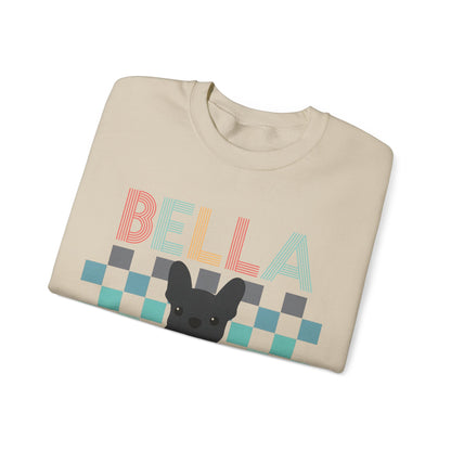 Black French Bulldog Retro Checkered Sweatshirt
