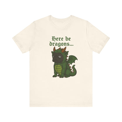 Black French Bulldog Here Be Dragons TShirt