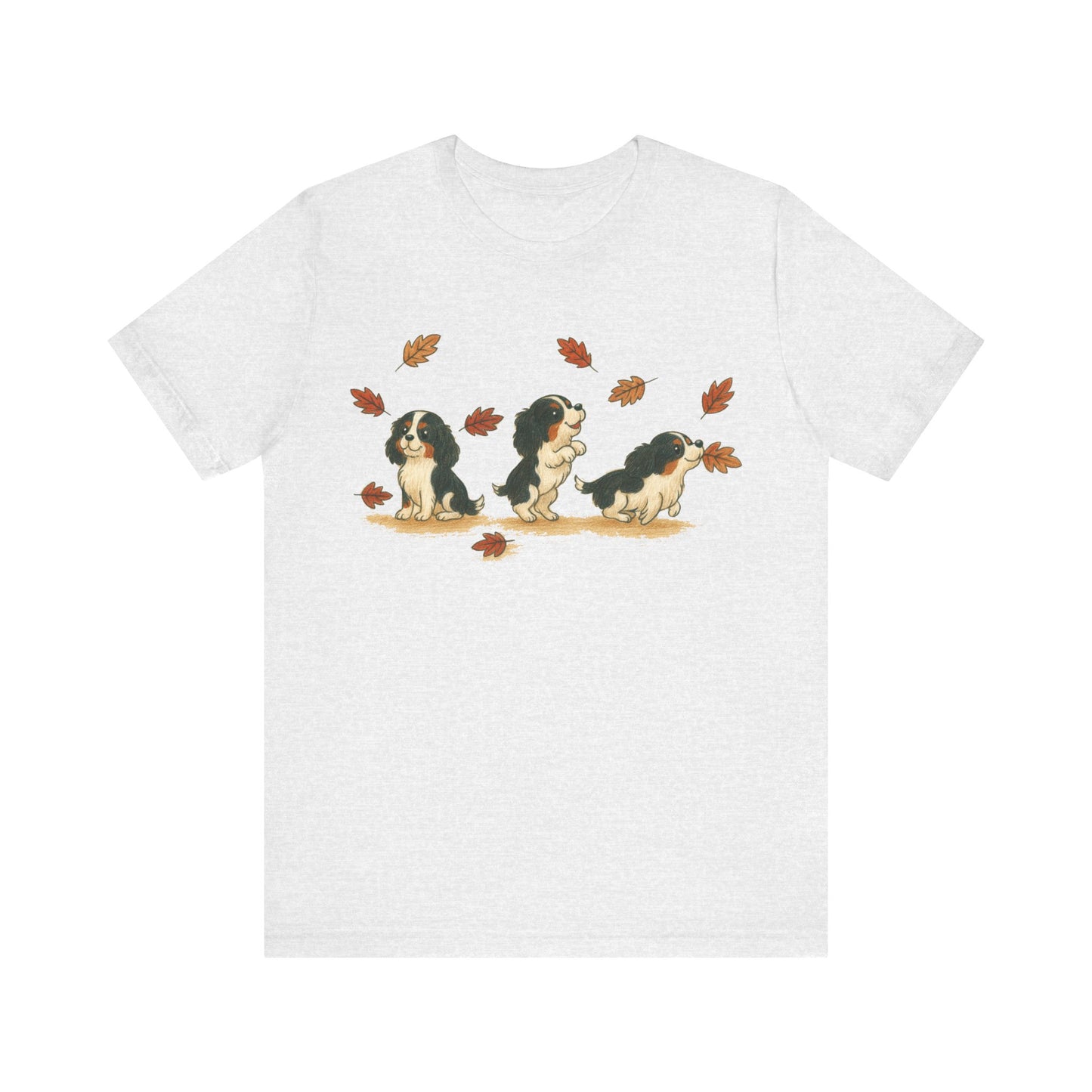 Tricolor Cavalier Chasing Leaves TShirt