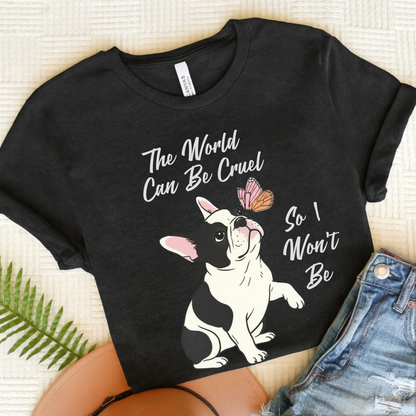 Cruel World Piebald Frenchie Tshirt Solid Black Blend