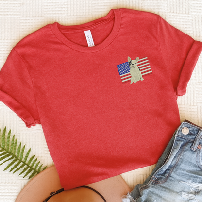 Embroidered Flag Piebald Frenchie TShirt
