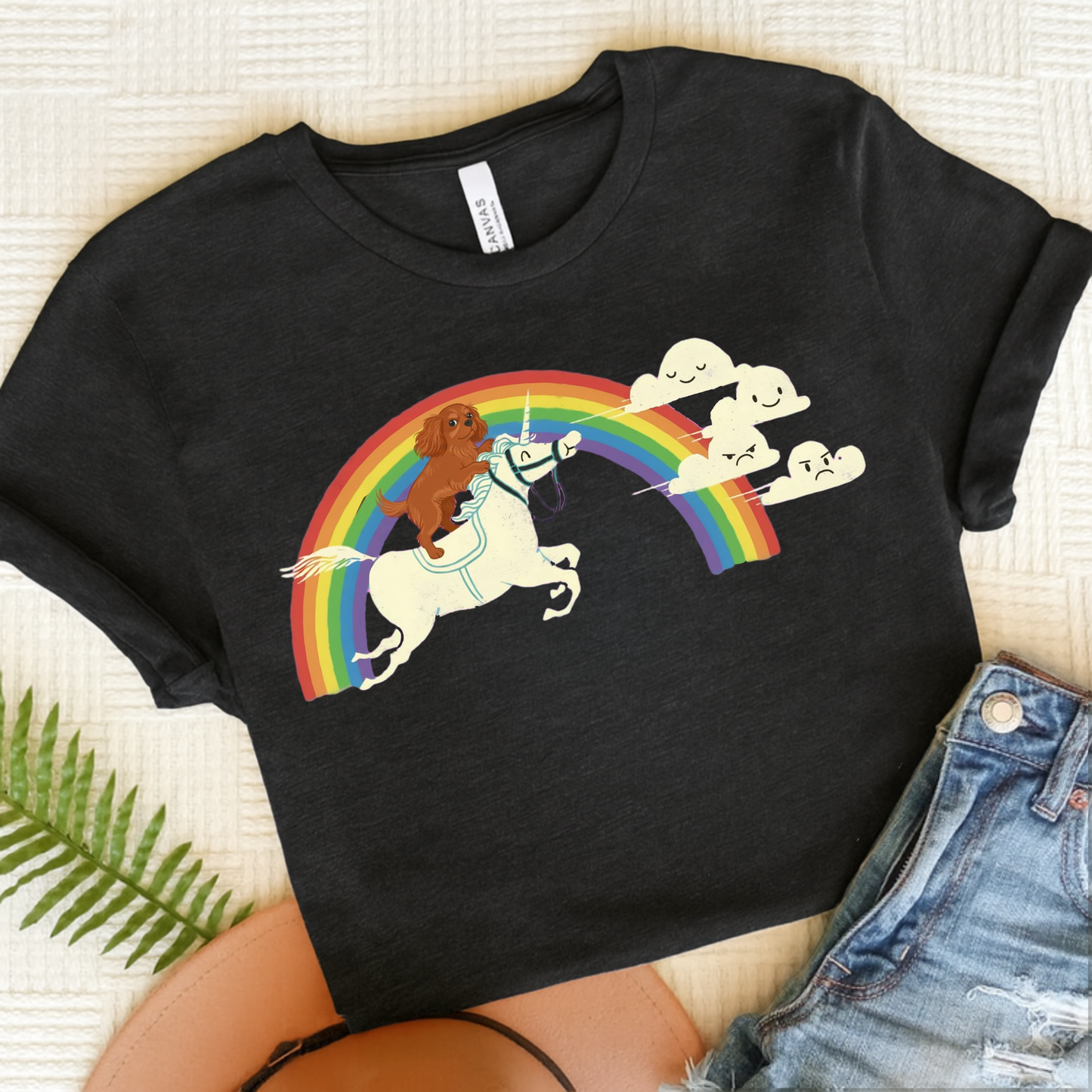 Rainbow Unicorn Ruby Cavalier Tshirt