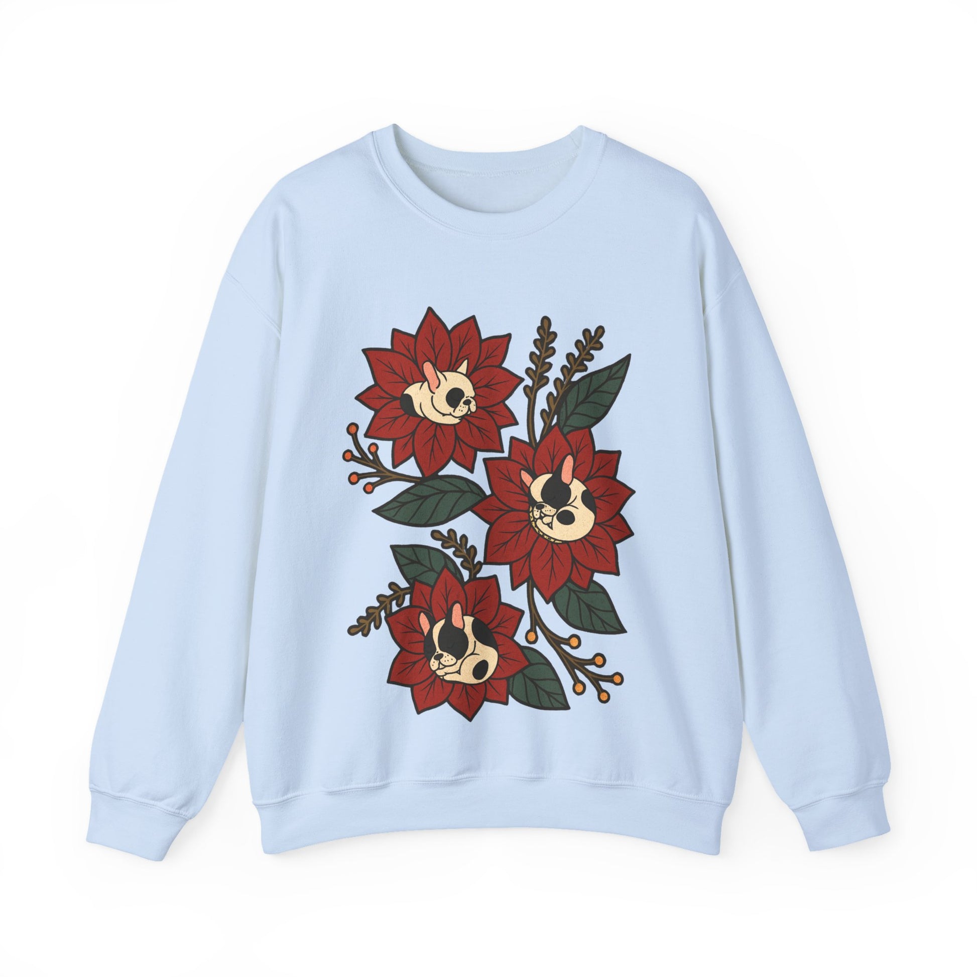 Piebald Frenchie Christmas Flower Sweatshirt