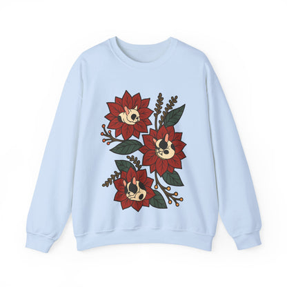 Piebald Frenchie Christmas Flower Sweatshirt