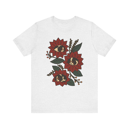 Tricolor Cavalier Holiday Flowers Sleeping TShirt