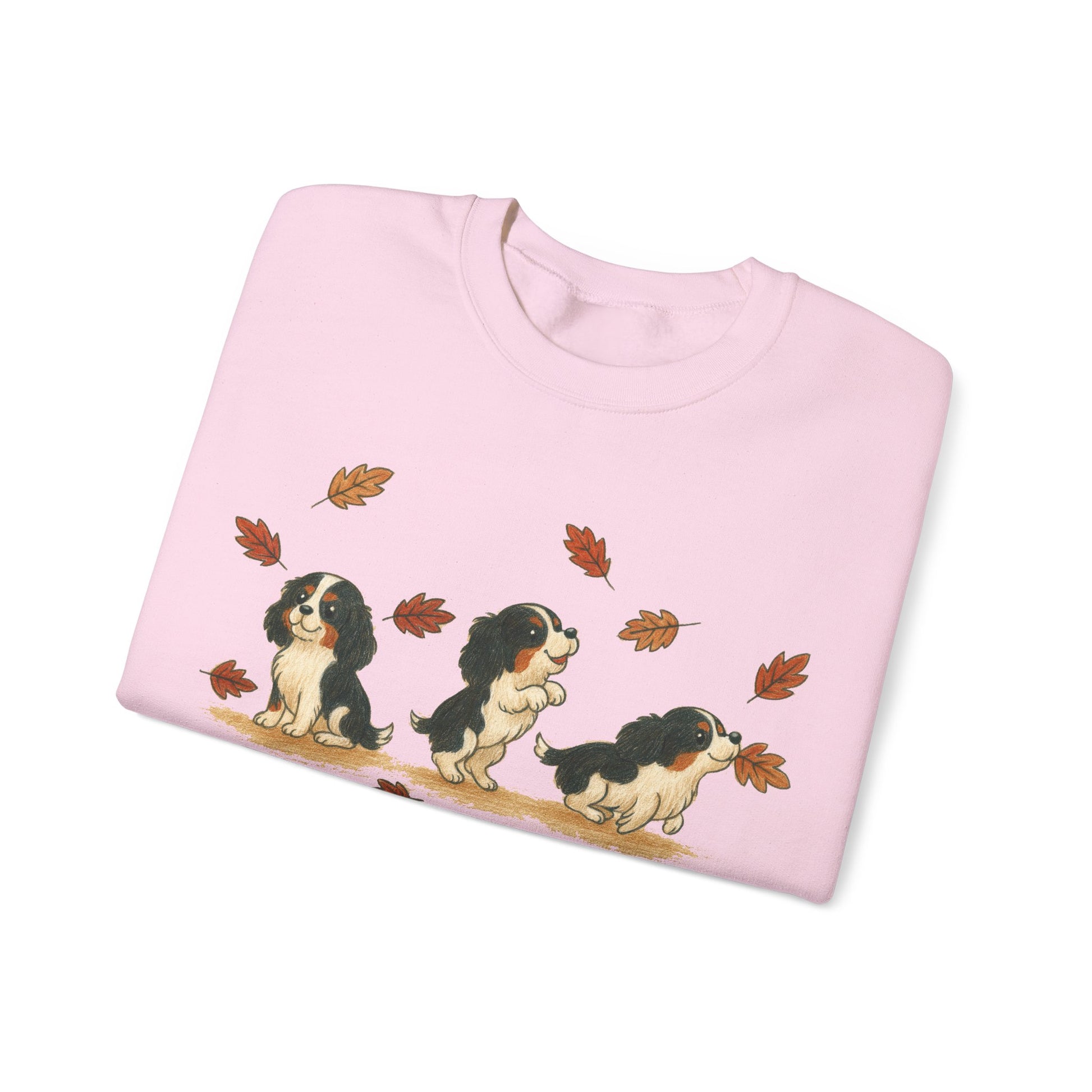 Tricolor Cavalier Chasing Leaves Sweatshirt