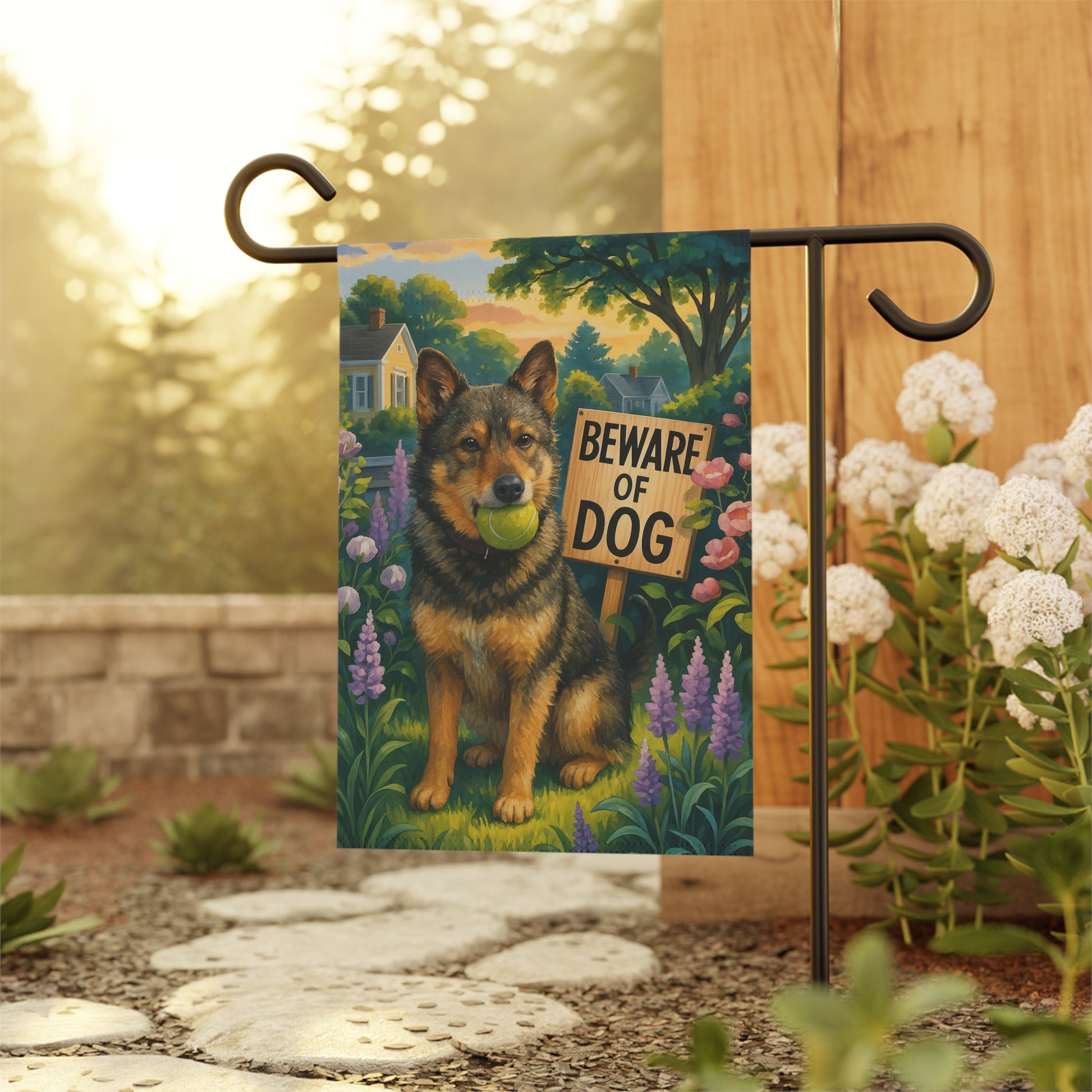 Custom Mutt Dog Beware Garden Flag