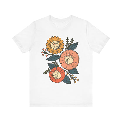 White Frenchie Sleeping Flowers TShirt