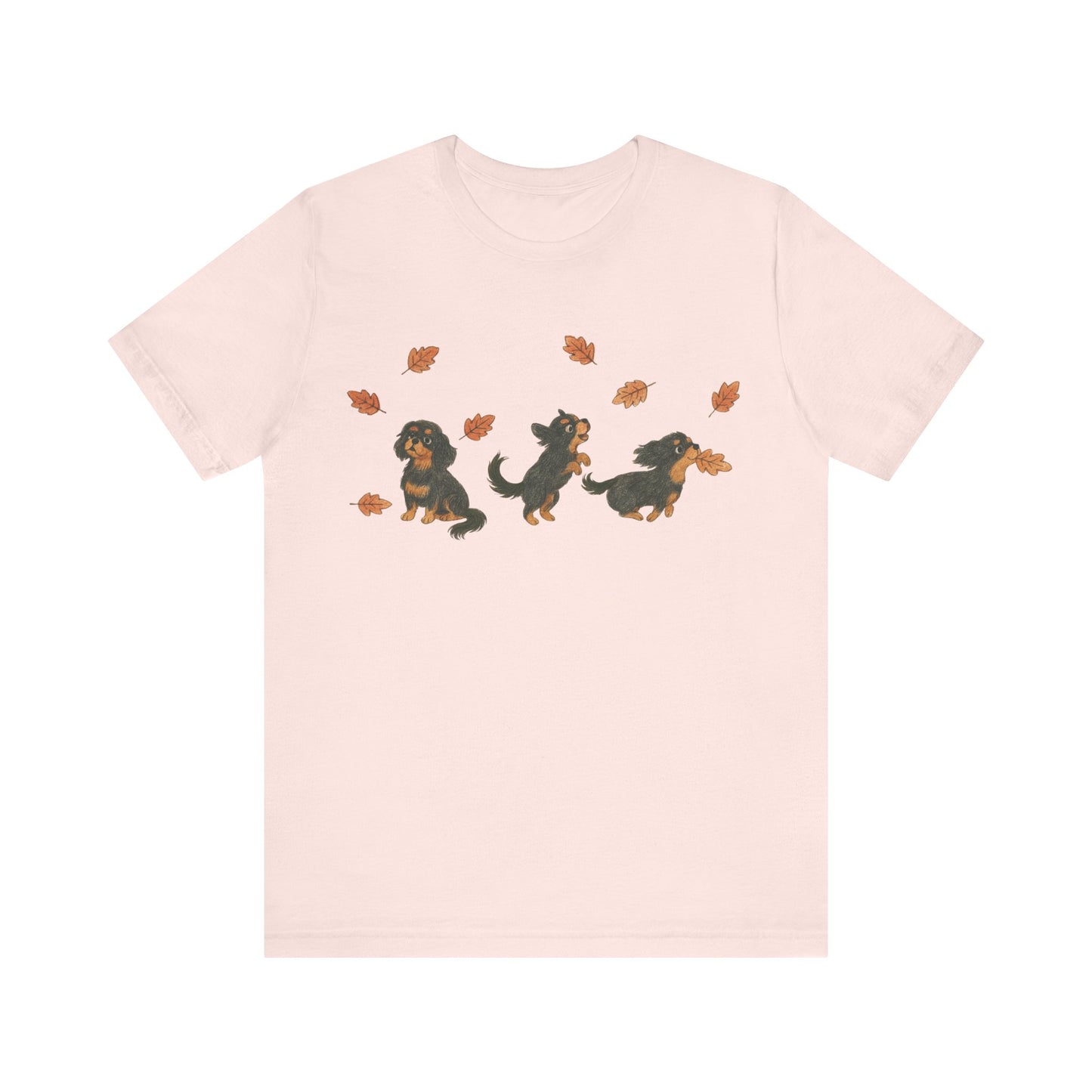 Black Tan Cavalier Chasing Leaves TShirt