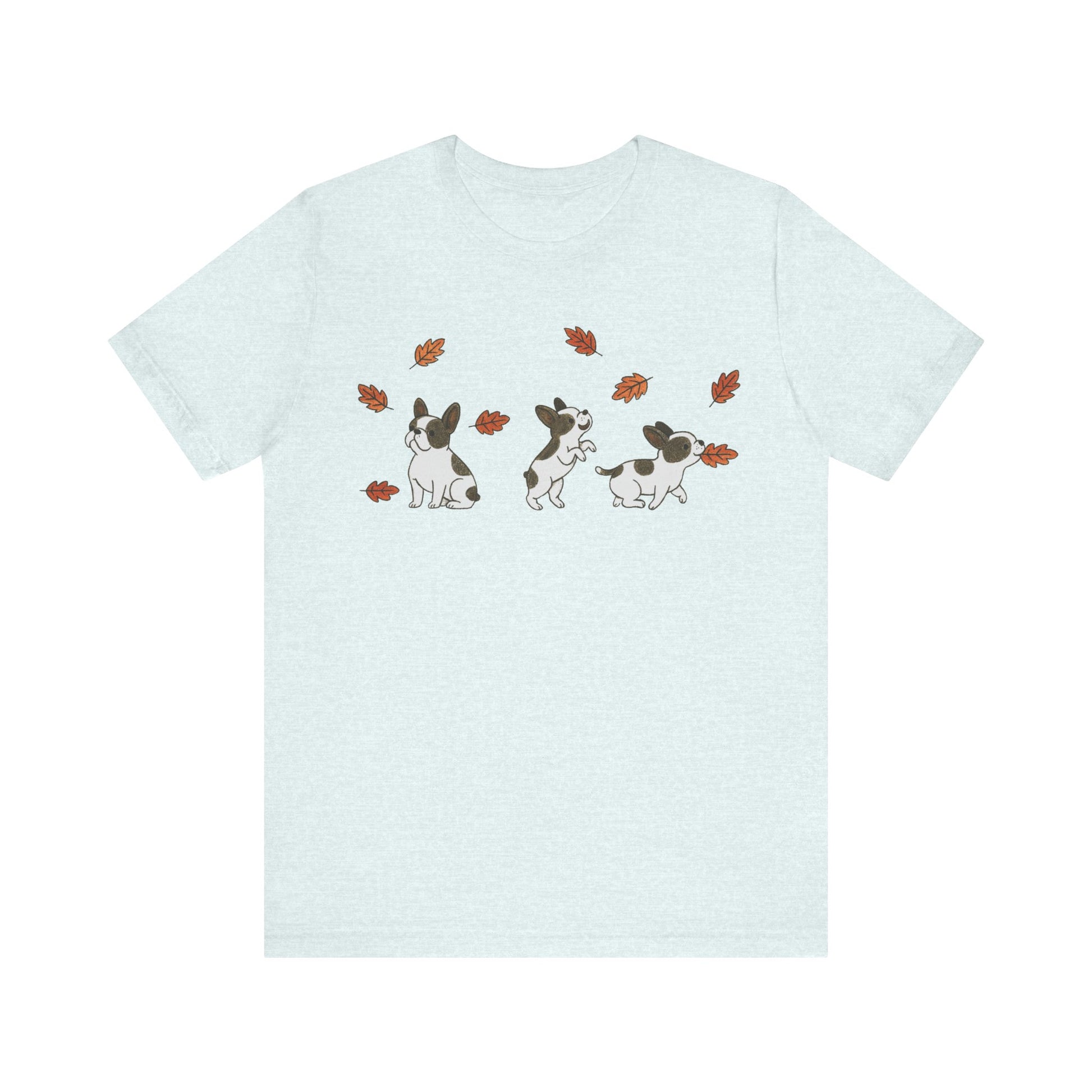 Piebald Frenchie Chasing Leaves TShirt