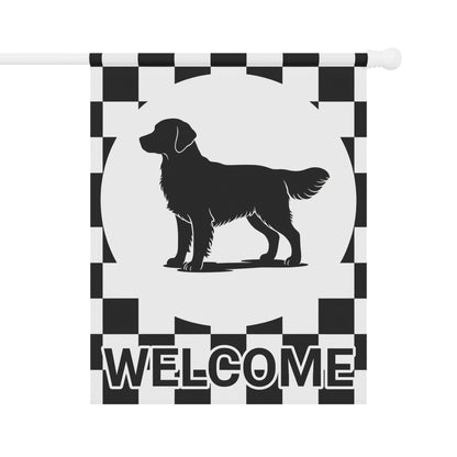 Golden Retriever Welcome Checkered Garden Flag