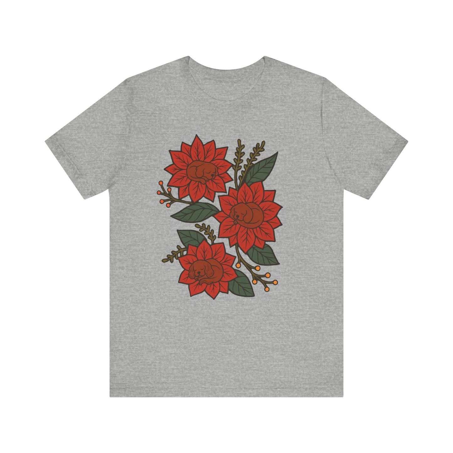 Ruby Cavalier Holiday Flowers Sleeping TShirt