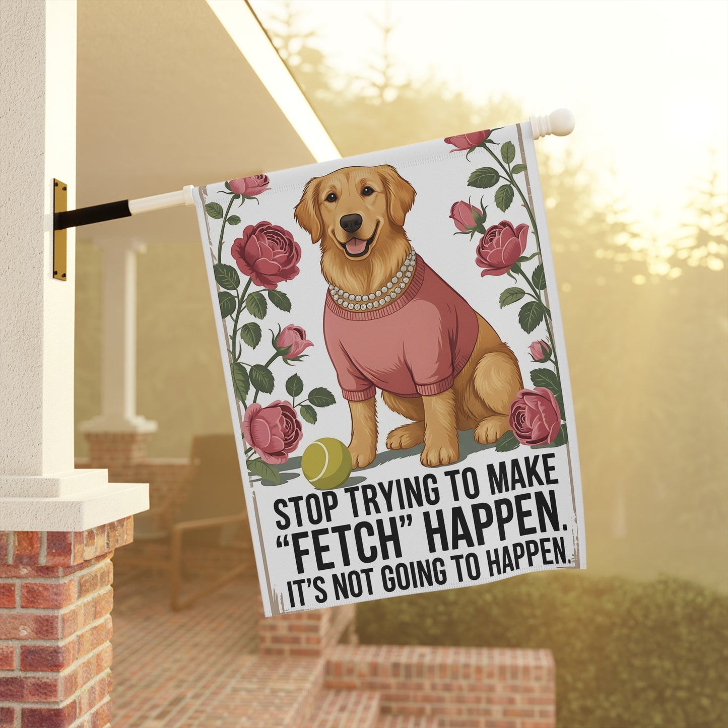 Golden Retriever Funny Fetch Garden Flag