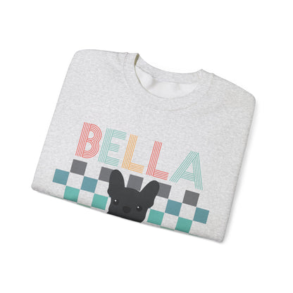 Black French Bulldog Retro Checkered Sweatshirt