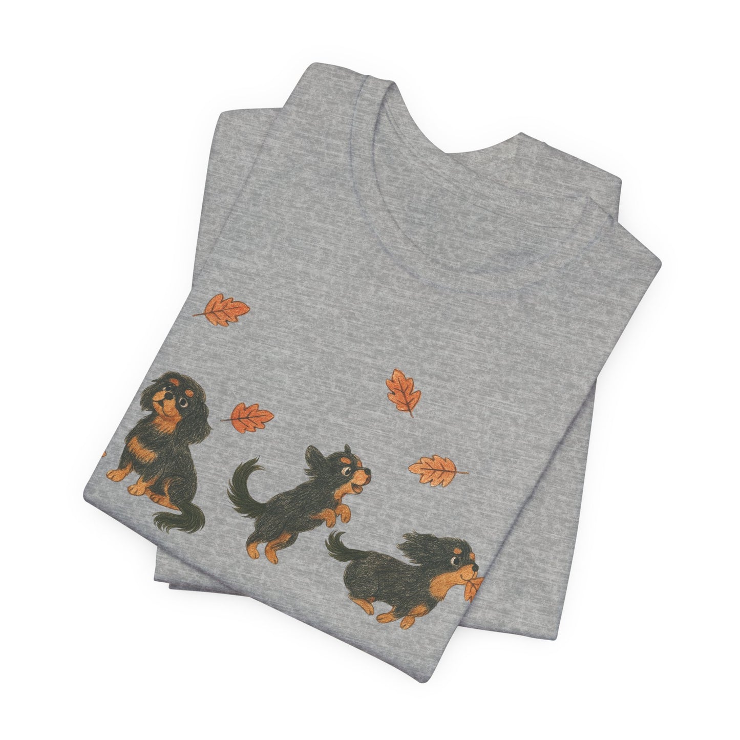 Black Tan Cavalier Chasing Leaves TShirt