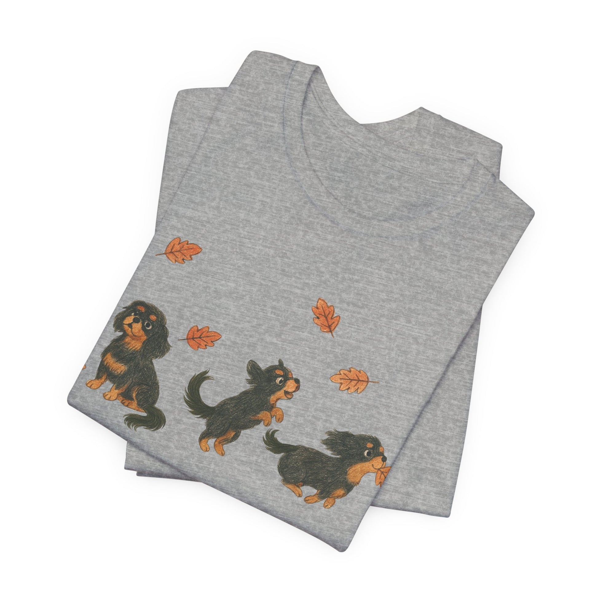 Black Tan Cavalier Chasing Leaves TShirt