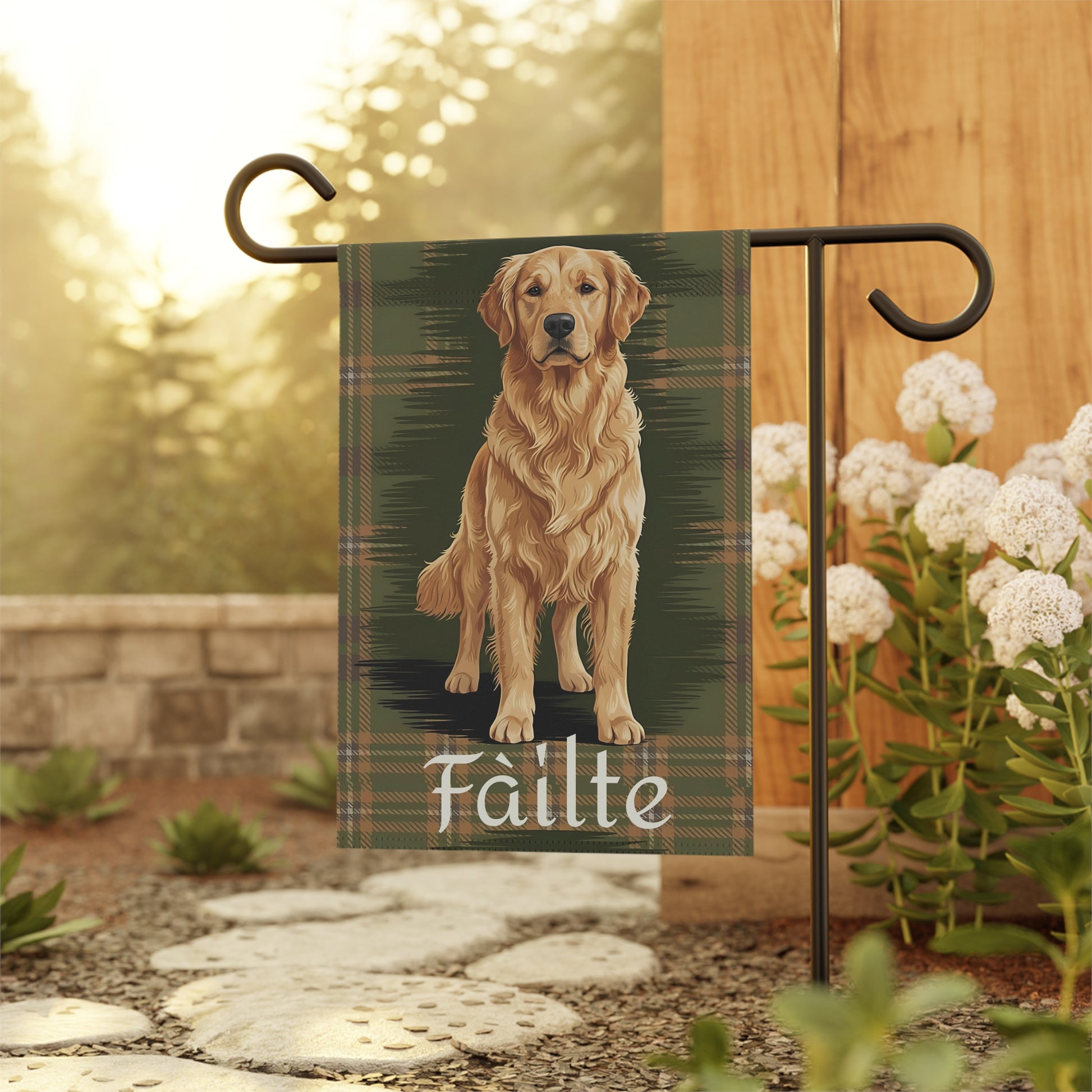 Golden Retriever Scottish Welcome Garden Flag