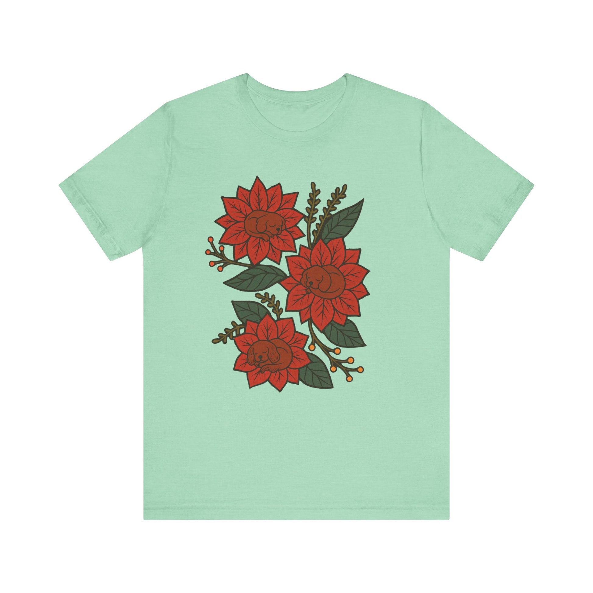 Ruby Cavalier Holiday Flowers Sleeping TShirt