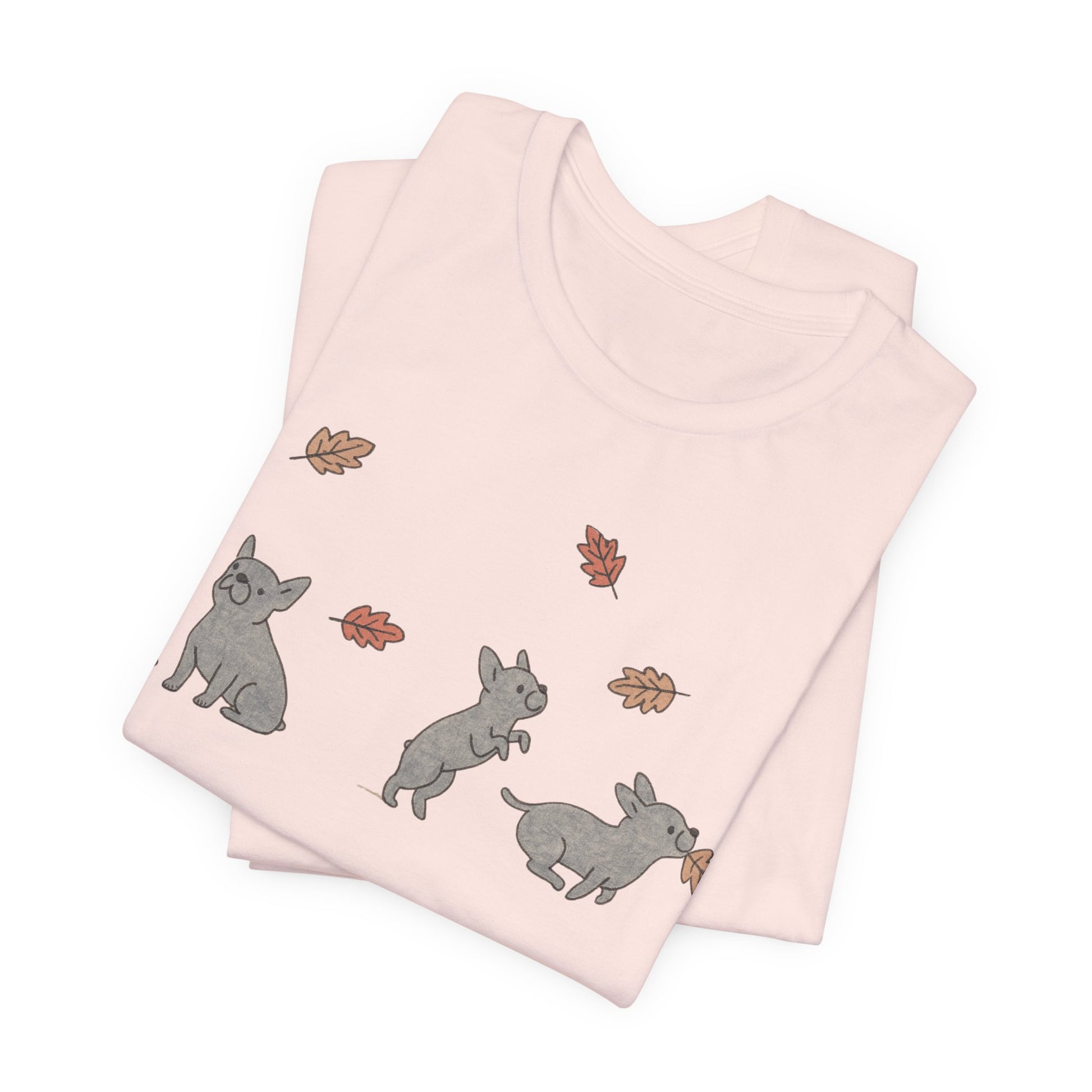Black Frenchie Chasing Leaves TShirt
