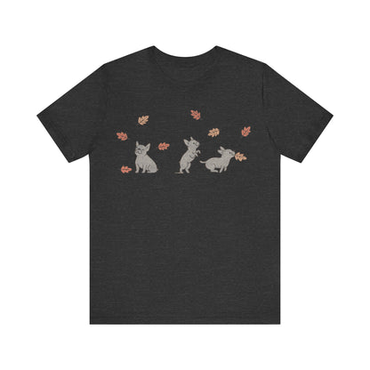 Black Frenchie Chasing Leaves TShirt
