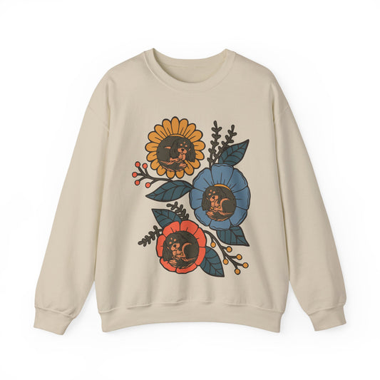 Black and Tan Cavalier Sleeping Flowers Sweatshirt