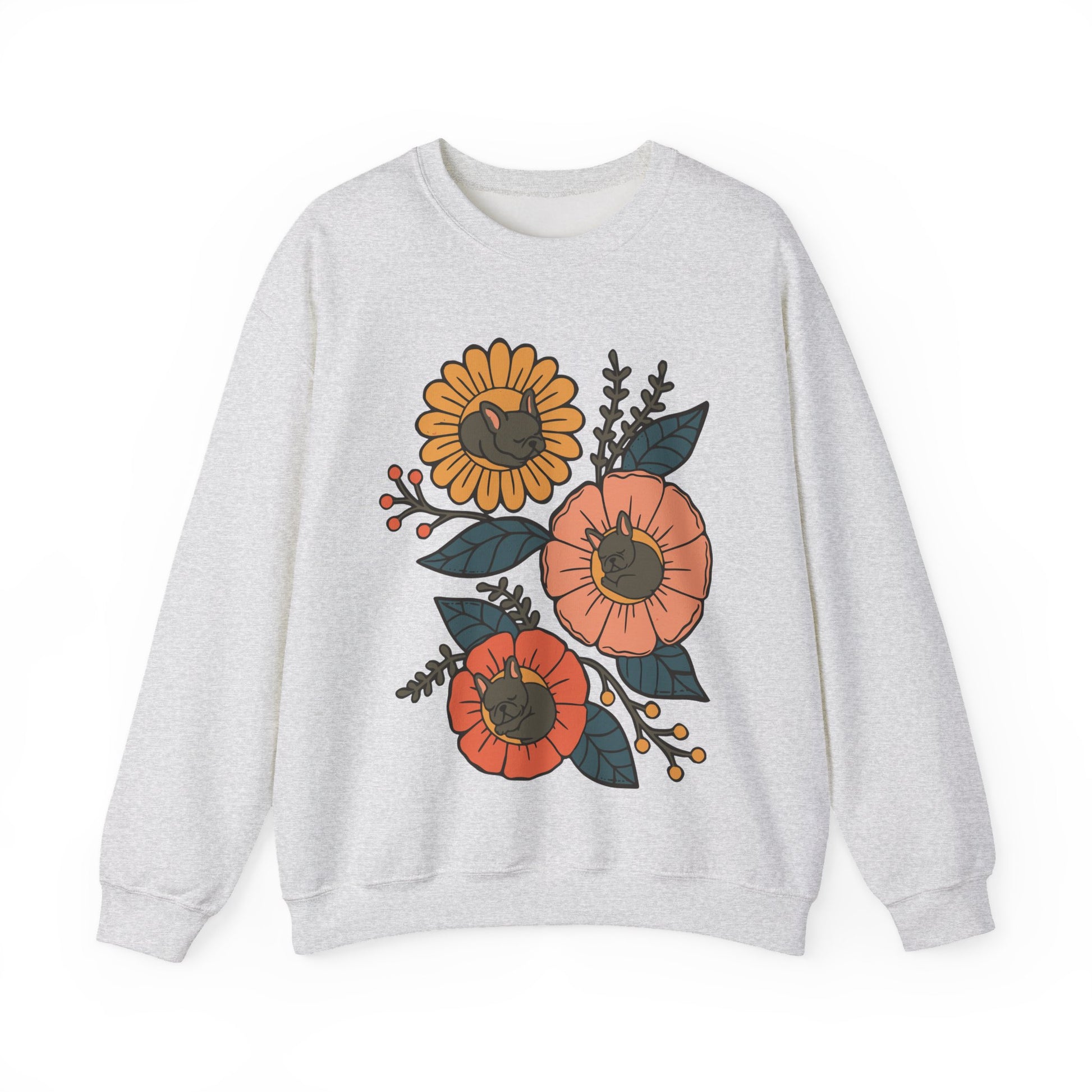 Black Frenchie Sleeping Flowers Sweatshirt