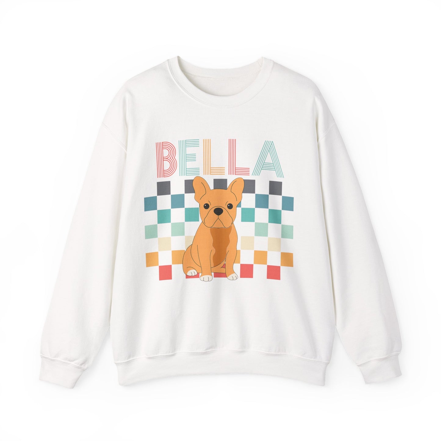 Fawn French Bulldog Retro Checkered Sweatshirt