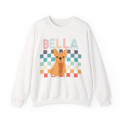 Fawn French Bulldog Retro Checkered Sweatshirt