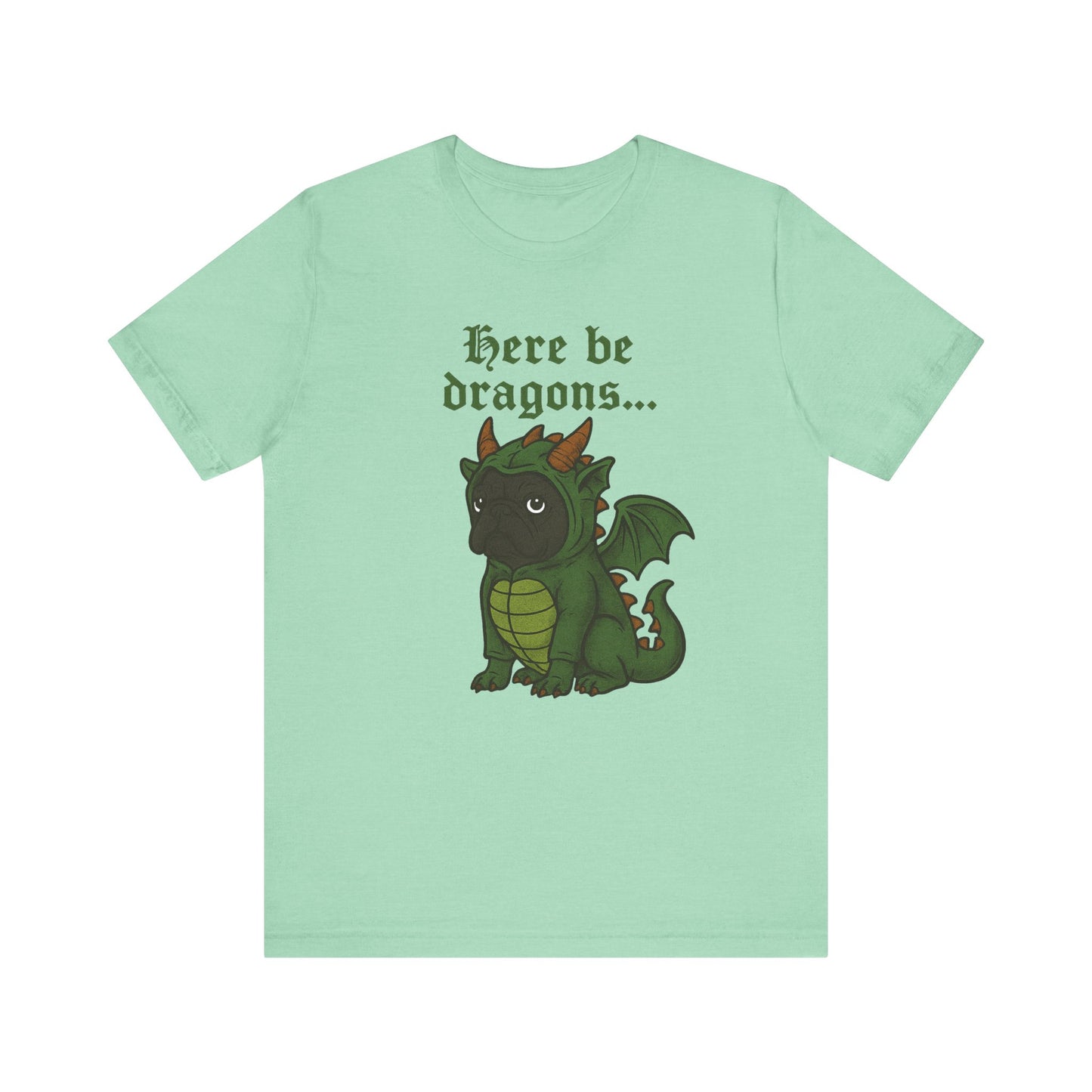 Black French Bulldog Here Be Dragons TShirt