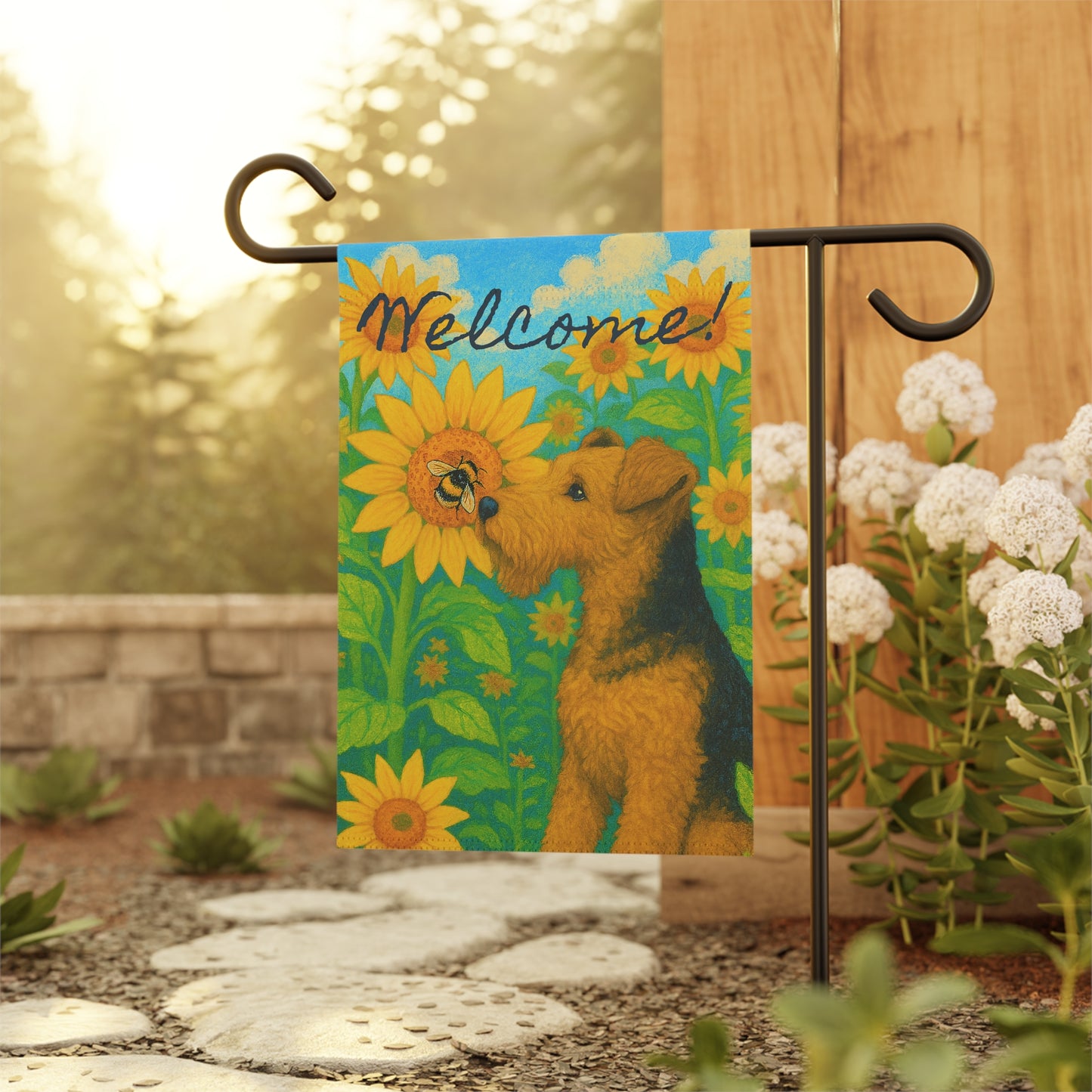 Airedale Terrier Sunflower Garden Flag