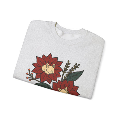 White Frenchie Christmas Flower Sweatshirt